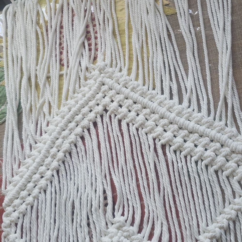 Macramé Boho White Runner Table New - Picture 5 of 6